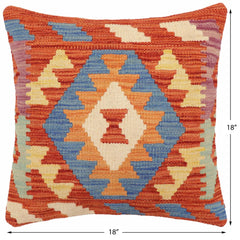 handmade Traditional Pillow Rust Blue Hand-Woven SQUARE 100% WOOL Hand woven turkish pillow2 x 2