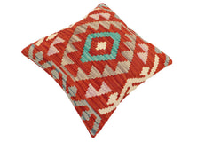 handmade Traditional Pillow Rust Blue Hand-Woven SQUARE 100% WOOL Hand woven turkish pillow2 x 2