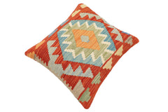 handmade Traditional Pillow Rust Blue Hand-Woven SQUARE 100% WOOL Hand woven turkish pillow 2 x 2