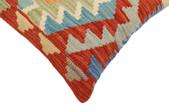 handmade Traditional Pillow Rust Blue Hand-Woven SQUARE 100% WOOL Hand woven turkish pillow 2 x 2