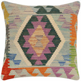 handmade Traditional Pillow Blue Green Hand-Woven SQUARE 100% WOOL Hand woven turkish pillow2 x 2