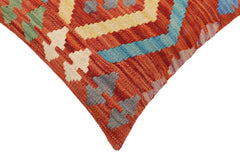 handmade Traditional Pillow Rust Blue Hand-Woven SQUARE 100% WOOL Hand woven turkish pillow 2 x 2