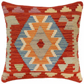 handmade Traditional Pillow Rust Blue Hand-Woven SQUARE 100% WOOL Hand woven turkish pillow2 x 2