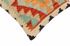 handmade Traditional Pillow Rust Blue Hand-Woven SQUARE 100% WOOL Hand woven turkish pillow 2 x 2