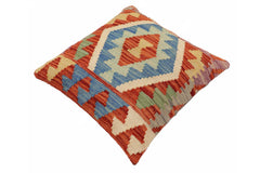 handmade Traditional Pillow Rust Blue Hand-Woven SQUARE 100% WOOL Hand woven turkish pillow2 x 2