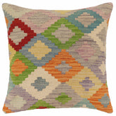 handmade Traditional Pillow Blue Red Hand-Woven SQUARE 100% WOOL Hand woven turkish pillow2 x 2
