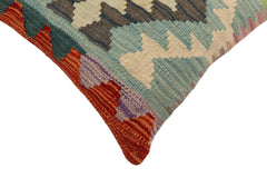 handmade Traditional Pillow Rust Blue Hand-Woven SQUARE 100% WOOL Hand woven turkish pillow 2 x 2