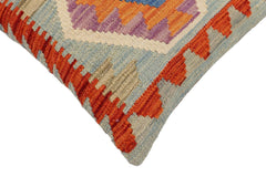 handmade Traditional Pillow Blue Rust Hand-Woven SQUARE 100% WOOL Hand woven turkish pillow2 x 2