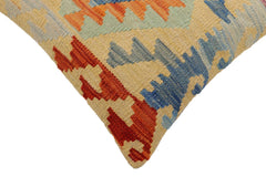 handmade Traditional Pillow Rust Blue Hand-Woven SQUARE 100% WOOL Hand woven turkish pillow 2 x 2
