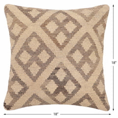 handmade Traditional Pillow Beige Brown Hand-Woven SQUARE 100% WOOL Hand woven turkish pillow2 x 2