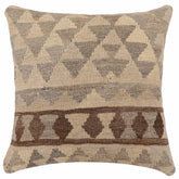 18x18 hand woven kilim throw pillow in beige and gray - Boho Chic Vang