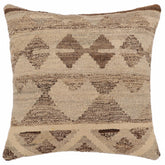 18x18 hand woven kilim throw pillow in beige and brown - Boho Chic Parker
