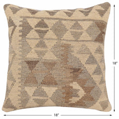handmade Traditional Pillow Beige Gray Hand-Woven SQUARE 100% WOOL Hand woven turkish pillow2 x 2