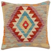 handmade Traditional Pillow Rust Blue Hand-Woven SQUARE 100% WOOL Hand woven turkish pillow2 x 2