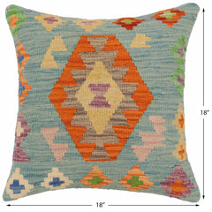 handmade Traditional Pillow Blue Rust Hand-Woven SQUARE 100% WOOL Hand woven turkish pillow2 x 2