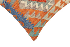 handmade Traditional Pillow Rust Blue Hand-Woven SQUARE 100% WOOL Hand woven turkish pillow 2 x 2