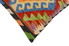 handmade Traditional Pillow Rust Blue Hand-Woven SQUARE 100% WOOL Hand woven turkish pillow 2 x 2
