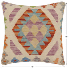 handmade Traditional Pillow Beige Rust Hand-Woven SQUARE 100% WOOL Hand woven turkish pillow2 x 2