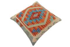 handmade Traditional Pillow Rust Blue Hand-Woven SQUARE 100% WOOL Hand woven turkish pillow PILLOW