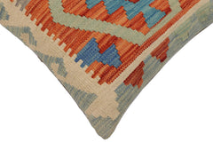 handmade Traditional Pillow Rust Blue Hand-Woven SQUARE 100% WOOL Hand woven turkish pillow PILLOW