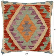 handmade Traditional Pillow Rust Beige Hand-Woven SQUARE 100% WOOL Hand woven turkish pillow PILLOW