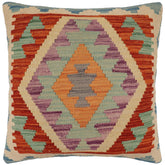 handmade Traditional Pillow Rust Beige Hand-Woven SQUARE 100% WOOL Hand woven turkish pillow PILLOW