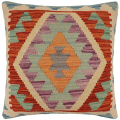 handmade Traditional Pillow Rust Beige Hand-Woven SQUARE 100% WOOL Hand woven turkish pillow PILLOW