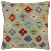 handmade Traditional Pillow Blue Rust Hand-Woven SQUARE 100% WOOL Hand woven turkish pillow PILLOW