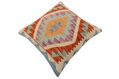 handmade Traditional Pillow Rust Blue Hand-Woven SQUARE 100% WOOL Hand woven turkish pillow PILLOW