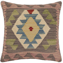 handmade Traditional Pillow Gray Blue Hand-Woven SQUARE 100% WOOL Hand woven turkish pillow PILLOW