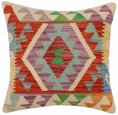 handmade Traditional Pillow Rust Blue Hand-Woven SQUARE 100% WOOL Hand woven turkish pillow PILLOW