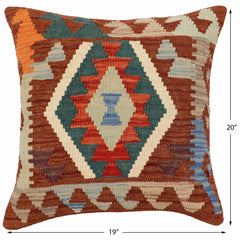 handmade Traditional Pillow Brown Rust Hand-Woven SQUARE 100% WOOL Hand woven turkish pillow PILLOW