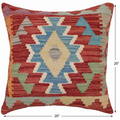 handmade Traditional Pillow Red Blue Hand-Woven SQUARE 100% WOOL Hand woven turkish pillow PILLOW