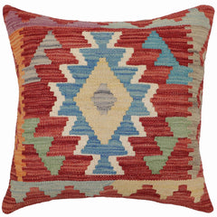 handmade Traditional Pillow Red Blue Hand-Woven SQUARE 100% WOOL Hand woven turkish pillow PILLOW