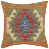 handmade Traditional Pillow Orange Blue Hand-Woven SQUARE 100% WOOL Hand woven turkish pillow PILLOW