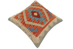 handmade Traditional Pillow Rust Blue Hand-Woven SQUARE 100% WOOL Hand woven turkish pillow PILLOW
