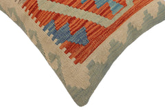 handmade Traditional Pillow Rust Blue Hand-Woven SQUARE 100% WOOL Hand woven turkish pillow PILLOW