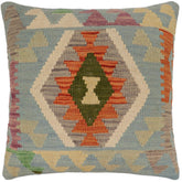 handmade Traditional Pillow Blue Rust Hand-Woven SQUARE 100% WOOL Hand woven turkish pillow PILLOW