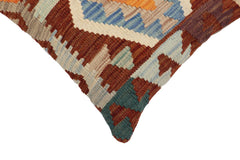handmade Traditional Pillow Rust Blue Hand-Woven SQUARE 100% WOOL Hand woven turkish pillow2 x 2