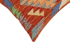 handmade Traditional Pillow Rust Blue Hand-Woven SQUARE 100% WOOL Hand woven turkish pillow 2 x 2