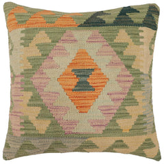 handmade Traditional Pillow Blue Green Hand-Woven SQUARE 100% WOOL Hand woven turkish pillow2 x 2