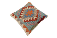 handmade Traditional Pillow Rust Blue Hand-Woven SQUARE 100% WOOL Hand woven turkish pillow2 x 2