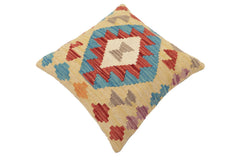 handmade Traditional Pillow Rust Blue Hand-Woven SQUARE 100% WOOL Hand woven turkish pillow 2 x 2