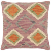 18x18 hand woven kilim throw pillow in purple, rust and gray - Southwestern Hess