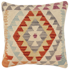 handmade Traditional Pillow Beige Rust Hand-Woven SQUARE 100% WOOL Hand woven turkish pillow2 x 2