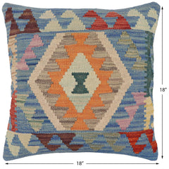 handmade Traditional Pillow Blue Red Hand-Woven SQUARE 100% WOOL Hand woven turkish pillow2 x 2