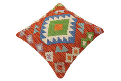 handmade Traditional Pillow Rust Blue Hand-Woven SQUARE 100% WOOL Hand woven turkish pillow2 x 2