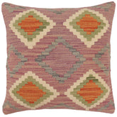 18x18 hand woven kilim throw pillow in purple, rust and gray - Rustic Griffin