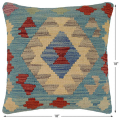 handmade Traditional Pillow Blue Red Hand-Woven SQUARE 100% WOOL Hand woven turkish pillow2 x 2