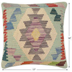 handmade Traditional Pillow Blue Rust Hand-Woven SQUARE 100% WOOL Hand woven turkish pillow 2 x 2